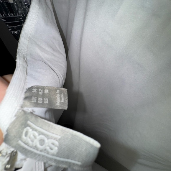 Worn once - ASOS Silver Sequin Long Sleeve Party Disco Dance Dress - Picture 10 of 12